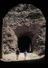 Scott Long and Ling Yee take in the scenic walk during a hike along the Railroad Tunnel trail at Lake Mead on Wednesday, Oct. 6, 2004. 